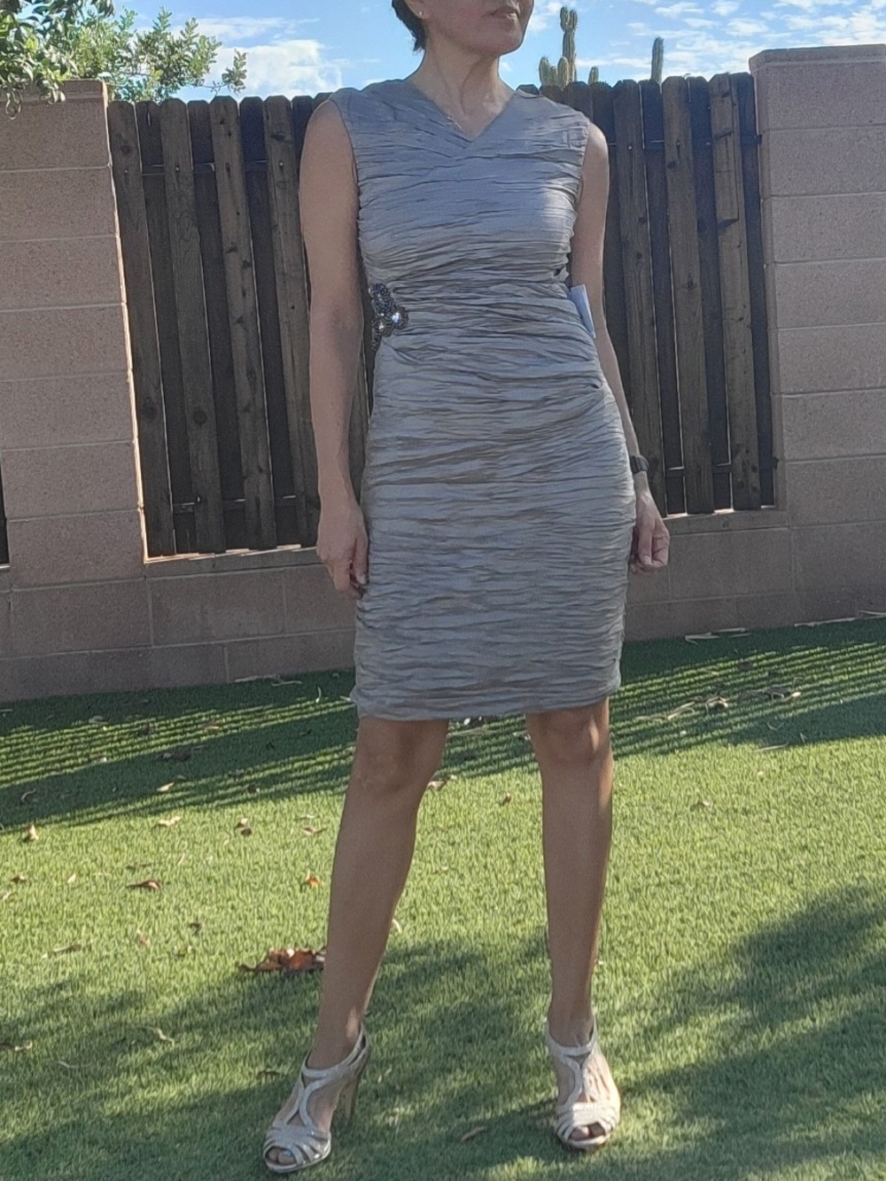Calvin Klein Metallic Ruched Cocktail Sheath Dress – New with Tags!